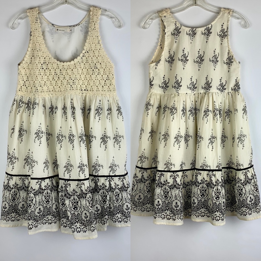 Anthropologie Paper Crane Dress S White Black Knit
